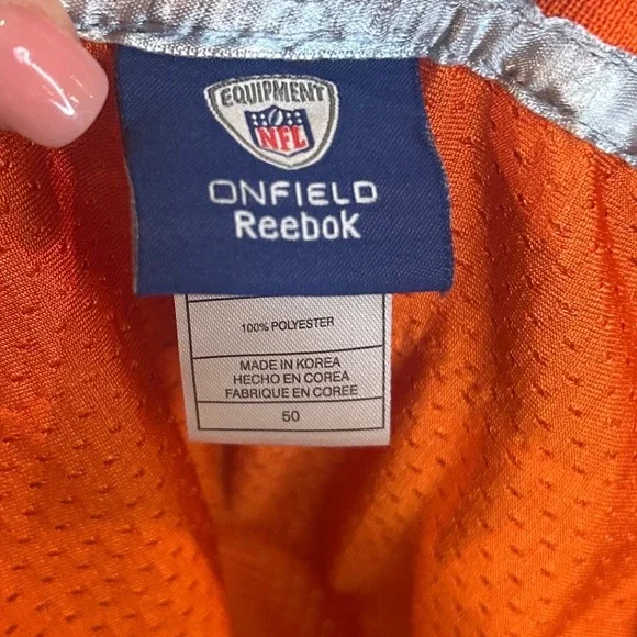 Reebok NFL Chicago Bears Brian Urlacher 54 Orange Stitched Jersey Mens Size 50 - Picture 7 of 8